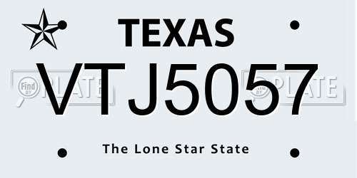 VTJ5057 Texas License Plate
