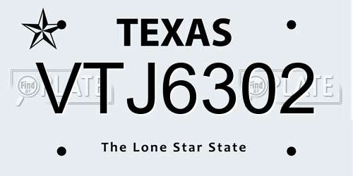 VTJ6302 Texas License Plate