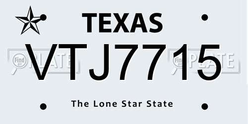 VTJ7715 Texas License Plate