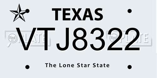 VTJ8322 Texas License Plate