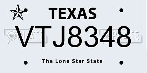 VTJ8348 Texas License Plate