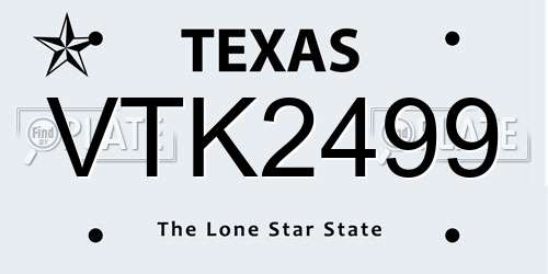 VTK2499 Texas License Plate