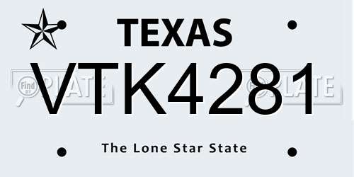 VTK4281 Texas License Plate