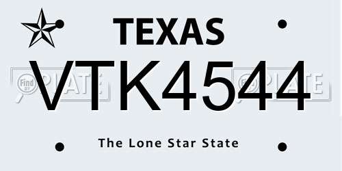 VTK4544 Texas License Plate