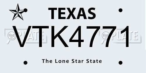 VTK4771 Texas License Plate