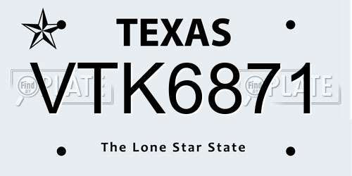 VTK6871 Texas License Plate