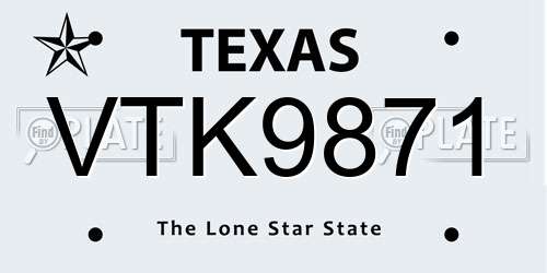 VTK9871 Texas License Plate