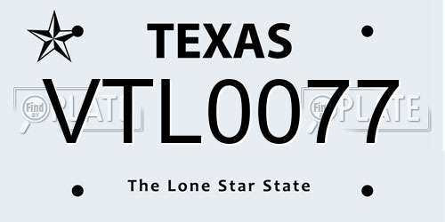 VTL0077 Texas License Plate