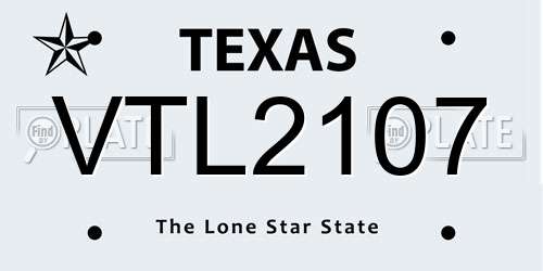 VTL2107 Texas License Plate