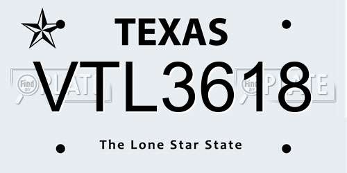 VTL3618 Texas License Plate