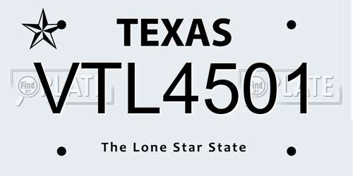 VTL4501 Texas License Plate