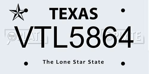 VTL5864 Texas License Plate