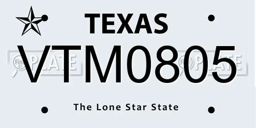 VTM0805 Texas License Plate