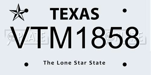 VTM1858 Texas License Plate