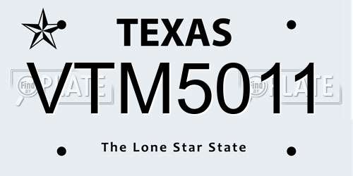 VTM5011 Texas License Plate