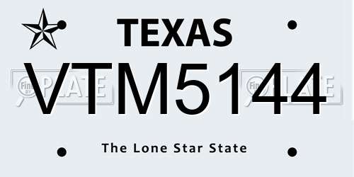 VTM5144 Texas License Plate
