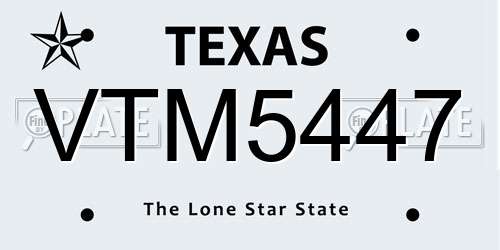 VTM5447 Texas License Plate