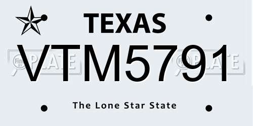 VTM5791 Texas License Plate
