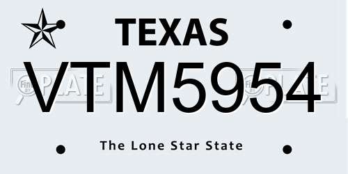 VTM5954 Texas License Plate