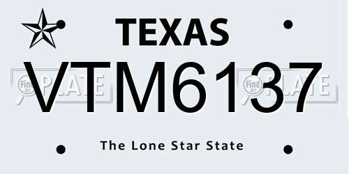 VTM6137 Texas License Plate