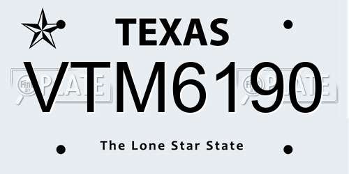 VTM6190 Texas License Plate