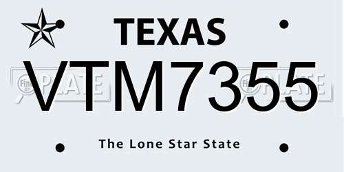 VTM7355 Texas License Plate