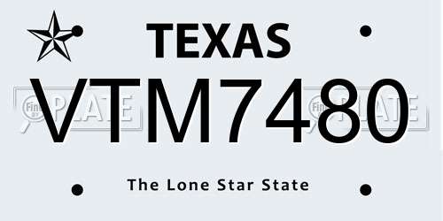 VTM7480 Texas License Plate
