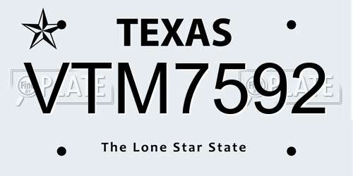 VTM7592 Texas License Plate