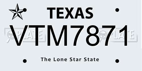 VTM7871 Texas License Plate