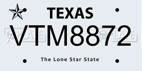 VTM8872 Texas License Plate