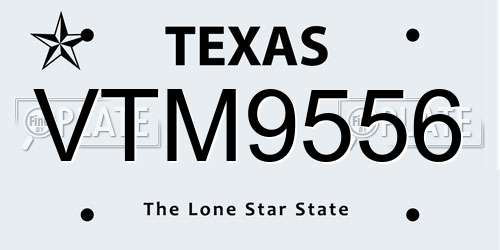 VTM9556 Texas License Plate
