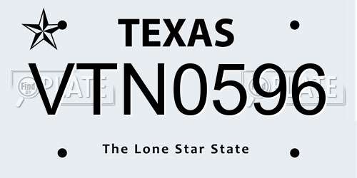 VTN0596 Texas License Plate