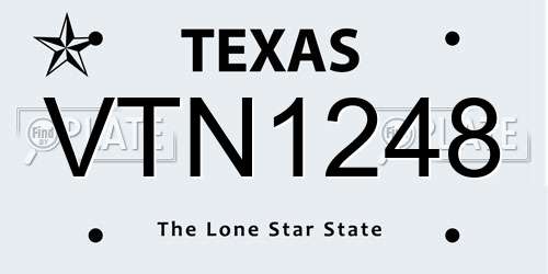 VTN1248 Texas License Plate