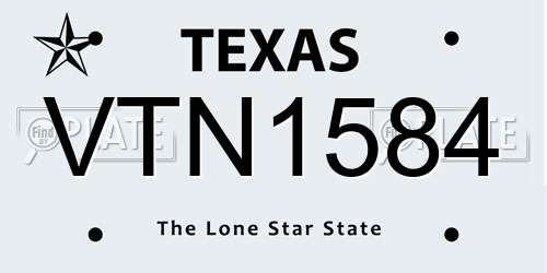 VTN1584 Texas License Plate