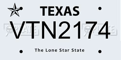 VTN2174 Texas License Plate