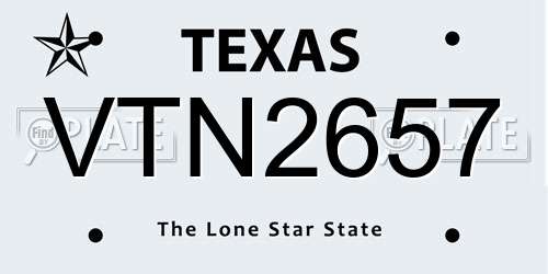 VTN2657 Texas License Plate
