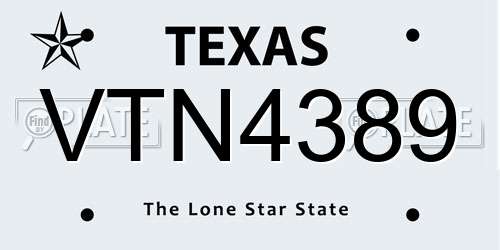 VTN4389 Texas License Plate