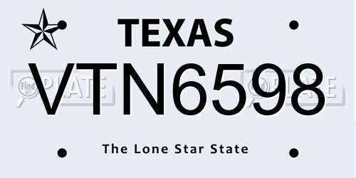 VTN6598 Texas License Plate
