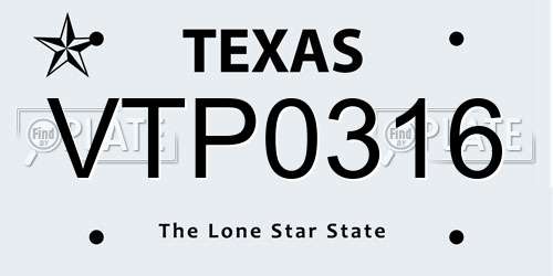 VTP0316 Texas License Plate