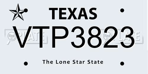 VTP3823 Texas License Plate