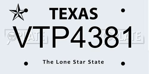 VTP4381 Texas License Plate