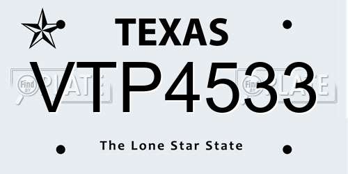 VTP4533 Texas License Plate