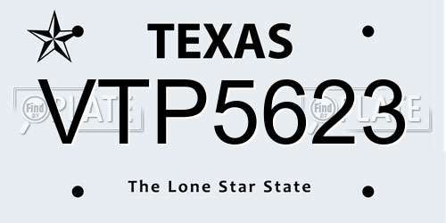 VTP5623 Texas License Plate