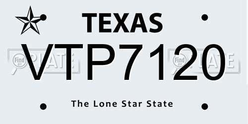 VTP7120 Texas License Plate