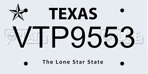 VTP9553 Texas License Plate