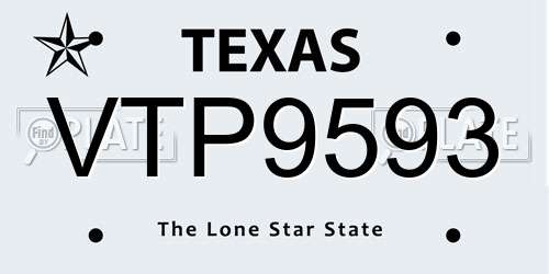 VTP9593 Texas License Plate