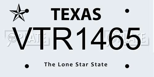 VTR1465 Texas License Plate