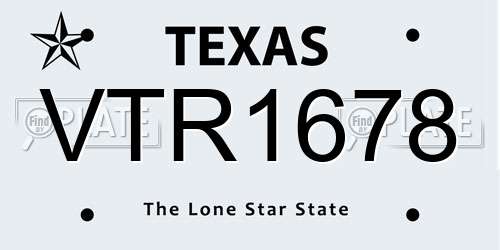 VTR1678 Texas License Plate