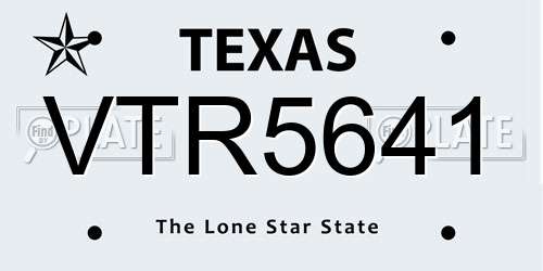 VTR5641 Texas License Plate
