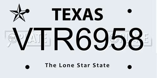 VTR6958 Texas License Plate